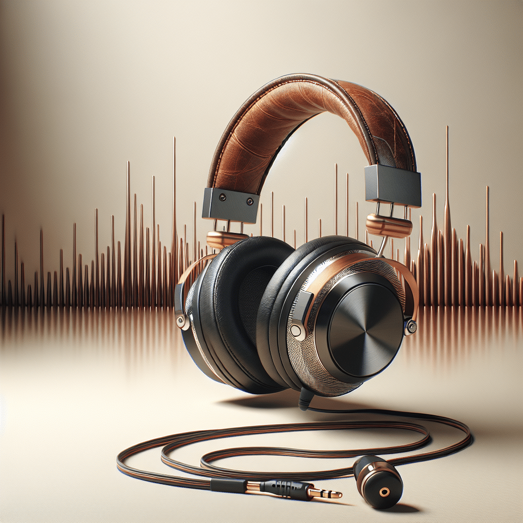 A high-end headphone that looks luxurious and made from premium materials is situated on the left side. It boasts a lush leather headband, metal accents, and a glossy finish. On the right side, there is a budget headphone made of simple plastic materials, it is functional yet basic looking. These headphones are unbranded, showing no logos or brand names. They are placed on a neutral background, and each headphone is connected to an abstract representation of sound waves, indicating their audio output. There are no people or any text featured in the image.