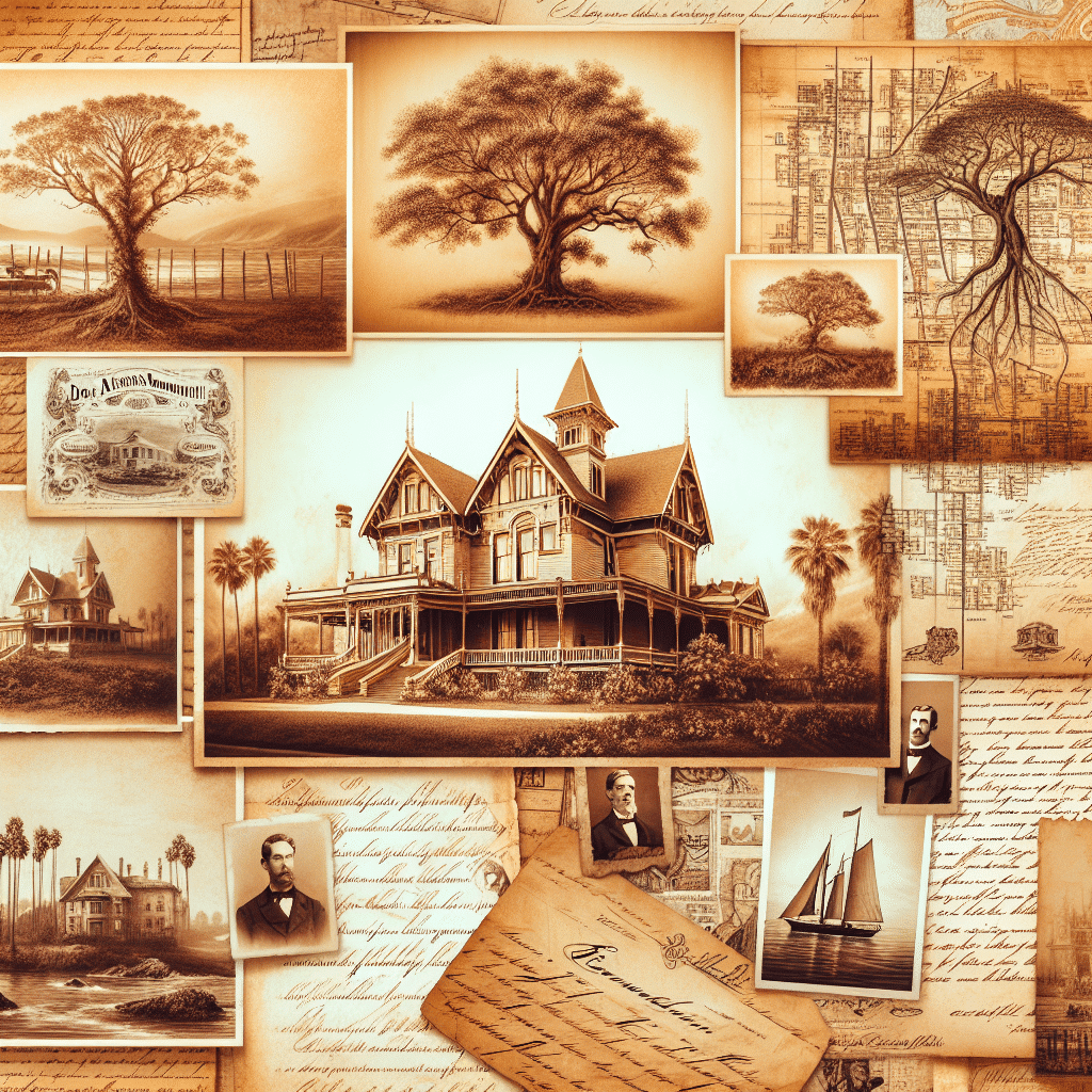 Compose a vintage style, sepia-toned image that is related to genealogy and family ancestry. The image should resonate with heritage and history. Incorporate elements of old family trees, fading parchment documents, antique maps with artistic depictions, and handwritten letters in calligraphic style. Include images of historical landscapes signifying age-old traditions and grand old homes with their architectural beauty. Imagine portraying a scene from an ancestral past, creating a warm nostalgic sensation, just as flipping through a vintage family album does. Remember, no text should be included in the image - no labels, titles, brand names, or logos.